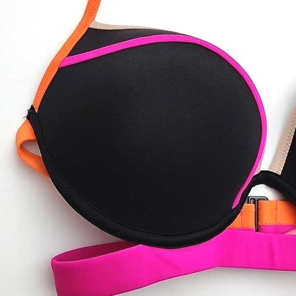 Victoria's Secret Hottie Halter String Bikini Top Push Up Neon  Orange Pink 36D - Picture 6 of 12